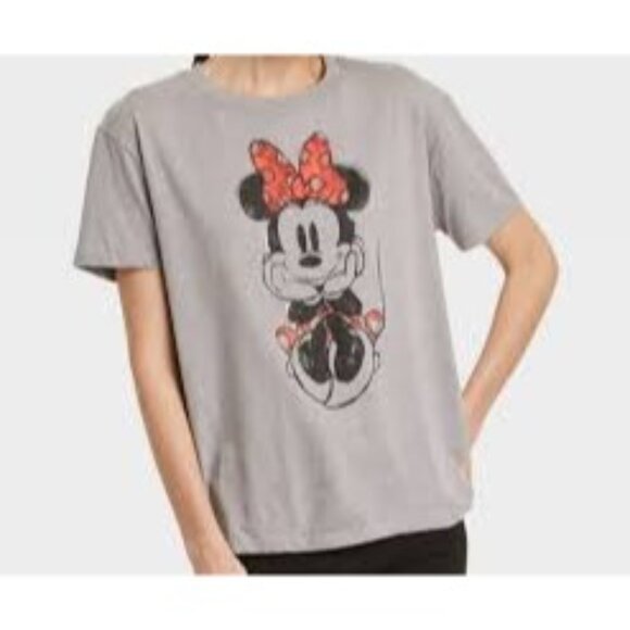 Disney Minnie Mouse Heather Soft Grey T-Shirt - Picture 1 of 3